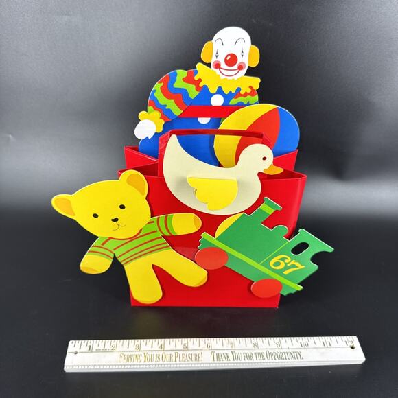 Vintage Paper Lightworks Paper Kids Room Fun Light Lamp Clown Duck Bear Train - Picture 6 of 16